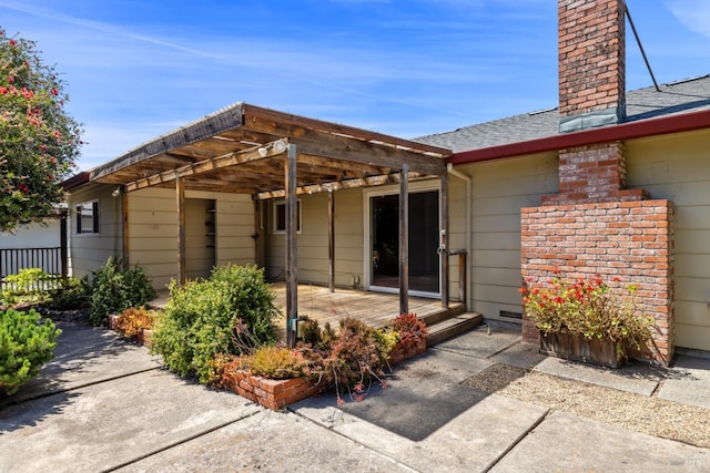 1288 Triple Oak Way, Fulton, CA 95439 - back of house featuring a chimney, roof with shingles, and a wooden deck
