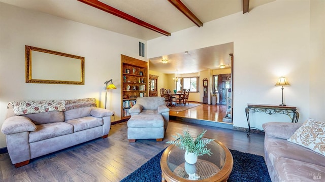 4389 Summit View Ranch Rd, Santa Rosa, CA 95404 - living room with wood finished floors and beamed ceiling