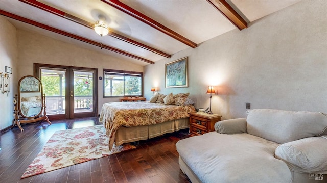 4389 Summit View Ranch Rd, Santa Rosa, CA 95404 - bedroom featuring access to exterior, dark wood-style flooring, and french doors