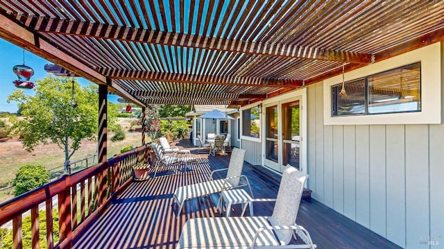 4389 Summit View Ranch Rd, Santa Rosa, CA 95404 - wooden deck featuring a pergola and outdoor dining space