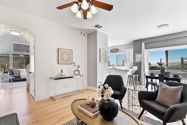 159 Suncliff Pl, Vallejo, CA 94591 - living room with a ceiling fan and light wood-style floors