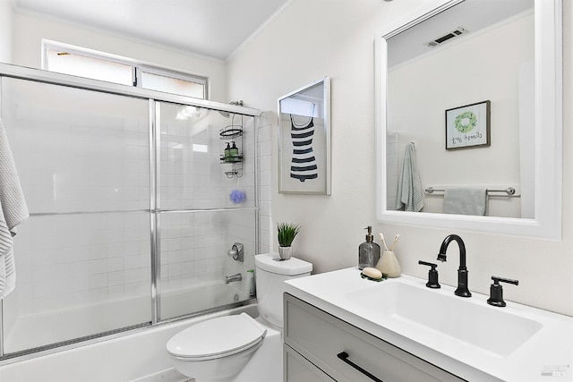 159 Suncliff Pl, Vallejo, CA 94591 - full bathroom featuring vanity, enclosed tub / shower combo, and ornamental molding