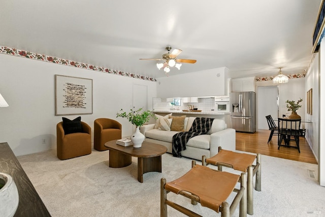 7 Arlene Ct, Petaluma, CA 94952 - living room with light carpet and ceiling fan