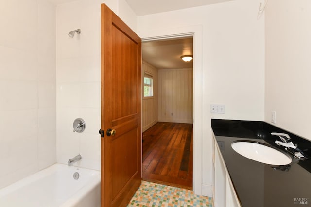 1388 Sulphur Springs Ave, Saint Helena, CA 94574 - bathroom featuring vanity, washtub / shower combination, and wood finished floors