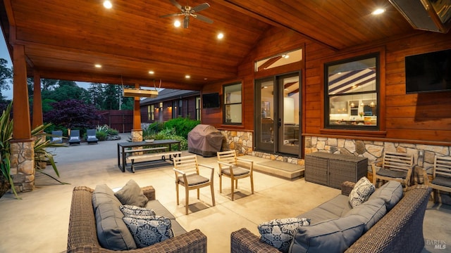 2570 Goodwin Ave, Penngrove, CA 94951 - view of patio with grilling area, an outdoor hangout area, and ceiling fan