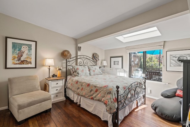 128 Walnut Ave, Mill Valley, CA 94941 - bedroom featuring a skylight and dark wood-style floors