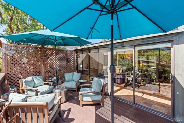 128 Walnut Ave, Mill Valley, CA 94941 - wooden terrace featuring an outdoor living space