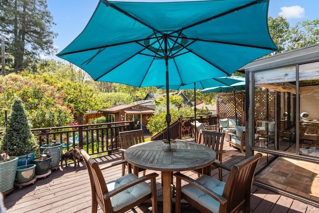128 Walnut Ave, Mill Valley, CA 94941 - wooden terrace with outdoor dining space