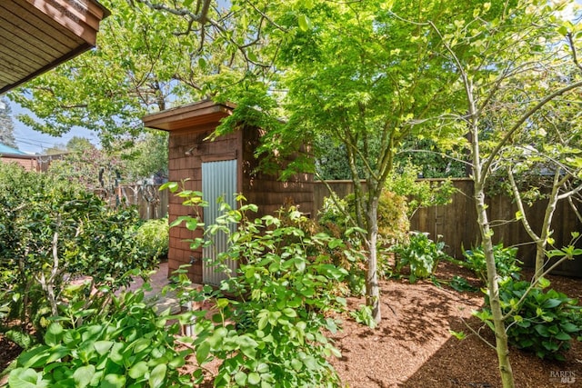 128 Walnut Ave, Mill Valley, CA 94941 - fenced backyard featuring a storage unit