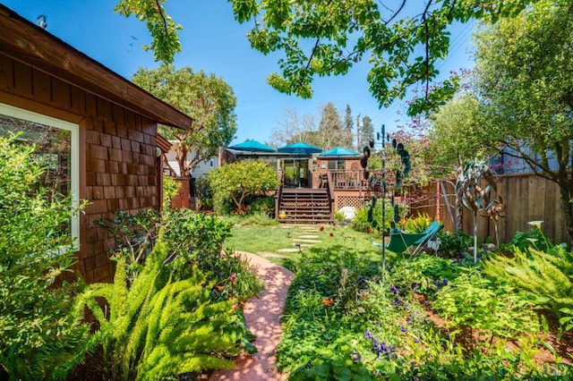 128 Walnut Ave, Mill Valley, CA 94941 - fenced yard with stairs and a deck