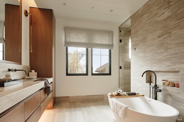 106 Vintners Ct, Napa, CA 94559 - bathroom with decorative backsplash and a freestanding tub