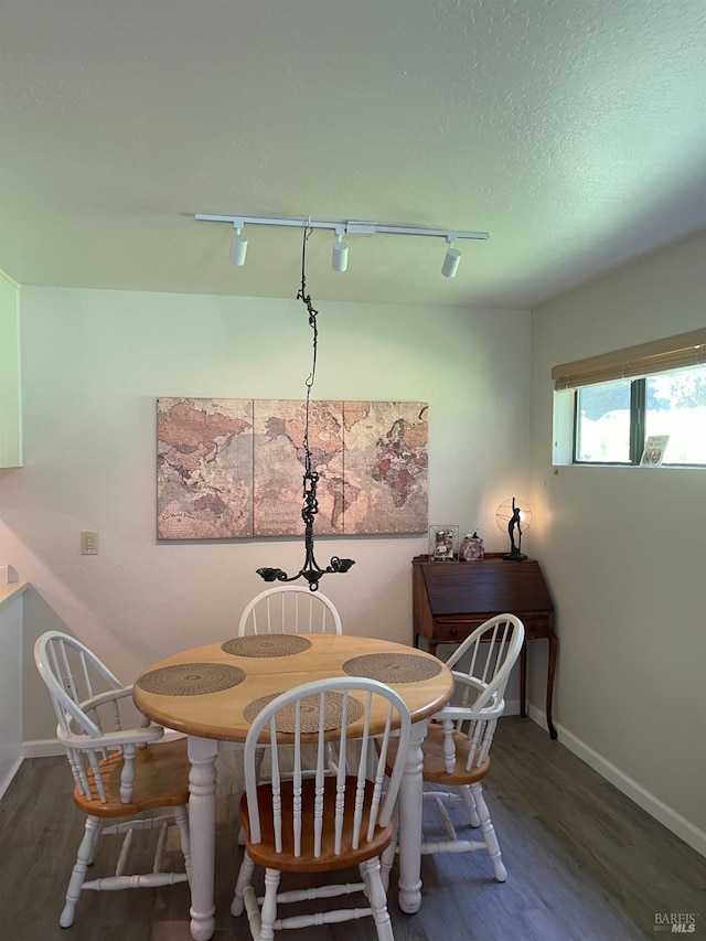 105 Virginia Ave Unit 1, Sebastopol, CA 95472 - dining space featuring track lighting, wood finished floors, and a textured ceiling