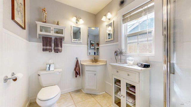 418 W Cotati Ave, Cotati, CA 94931 - full bath featuring a wainscoted wall, vanity, and tile patterned flooring