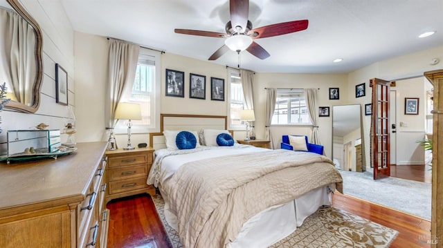 418 W Cotati Ave, Cotati, CA 94931 - bedroom with dark wood-type flooring, multiple windows, and recessed lighting