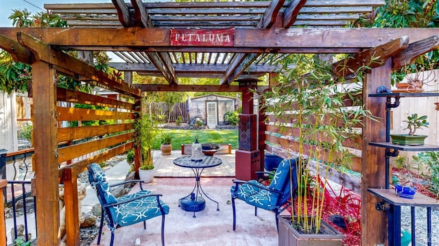 418 W Cotati Ave, Cotati, CA 94931 - fenced backyard with a shed, a patio area, and a pergola