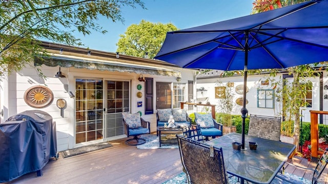 418 W Cotati Ave, Cotati, CA 94931 - wooden deck with outdoor dining area and a grill
