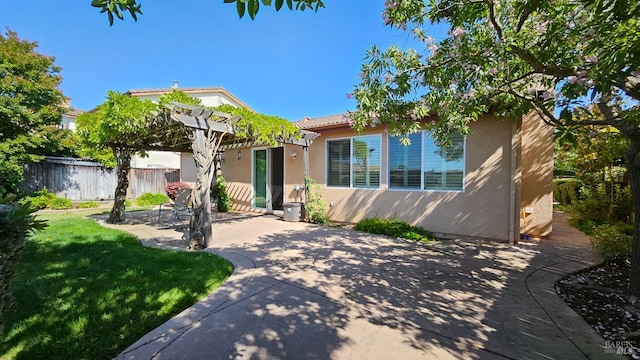 27 Via La Morra, American Canyon, CA 94503 - view of front of property featuring a patio, stucco siding, a tile roof, and a pergola