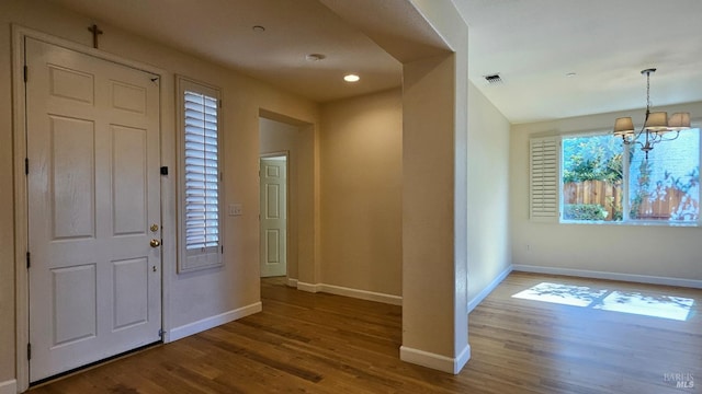 27 Via La Morra, American Canyon, CA 94503 - entryway with a chandelier, wood finished floors, and recessed lighting