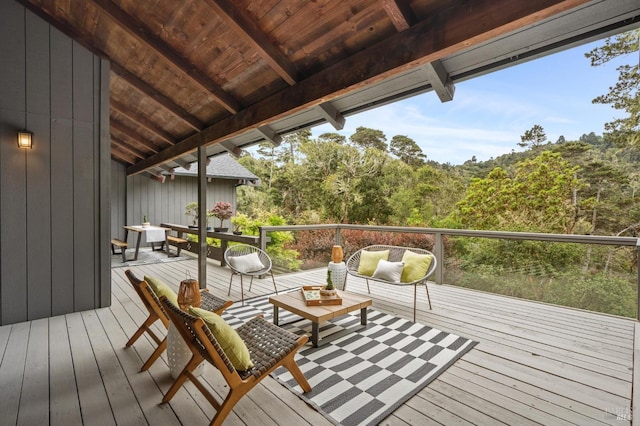 10 Miwok Way, Inverness, CA 94937 - wooden deck with an outdoor hangout area