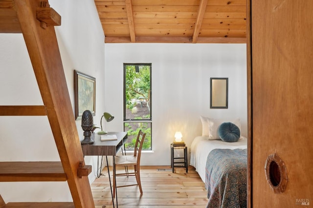 10 Miwok Way, Inverness, CA 94937 - bedroom featuring wood ceiling and light wood-type flooring