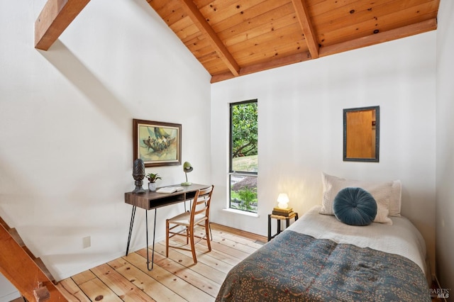 10 Miwok Way, Inverness, CA 94937 - bedroom with wooden ceiling and light wood finished floors