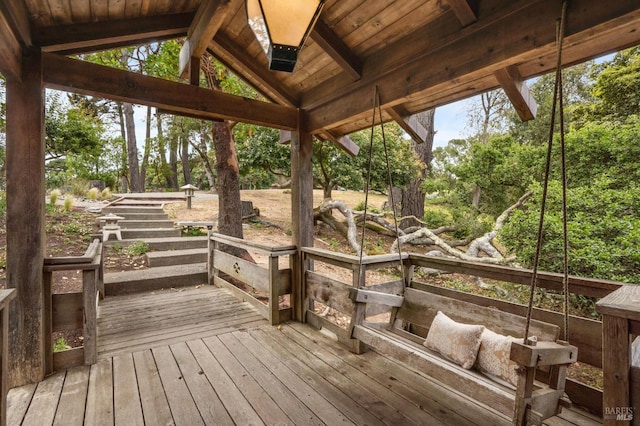 10 Miwok Way, Inverness, CA 94937 - deck with view of wooded area
