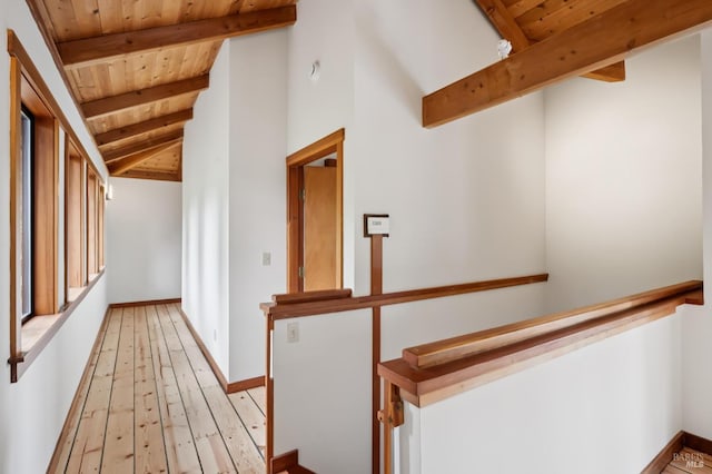10 Miwok Way, Inverness, CA 94937 - hallway featuring wood ceiling and light wood-style floors