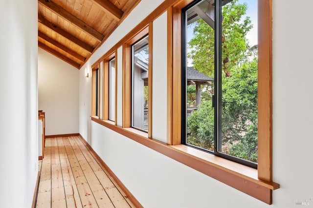 10 Miwok Way, Inverness, CA 94937 - hall featuring wood ceiling and light wood finished floors