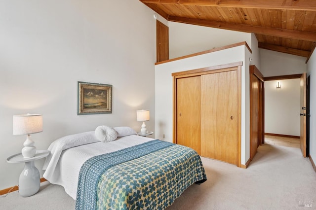 10 Miwok Way, Inverness, CA 94937 - bedroom featuring wooden ceiling, light carpet, and a closet