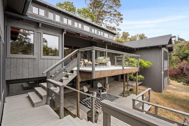10 Miwok Way, Inverness, CA 94937 - wooden deck with stairway