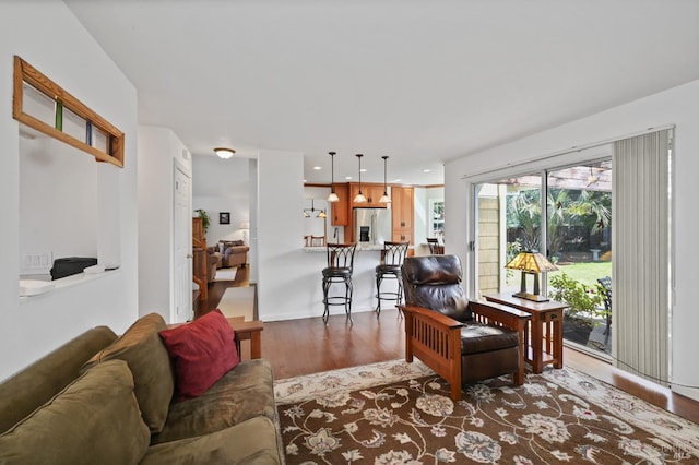 2128 Saint Augustine Cir, Petaluma, CA 94954 - living area featuring wood finished floors and recessed lighting
