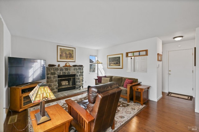 2128 Saint Augustine Cir, Petaluma, CA 94954 - living area with wood finished floors and a fireplace
