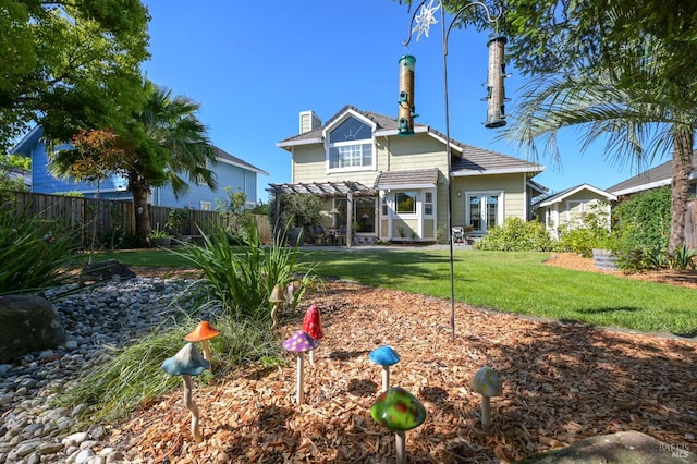 2128 Saint Augustine Cir, Petaluma, CA 94954 - rear view of house with a pergola and a chimney