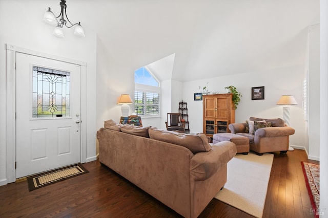2128 Saint Augustine Cir, Petaluma, CA 94954 - living area featuring dark wood-style flooring and lofted ceiling