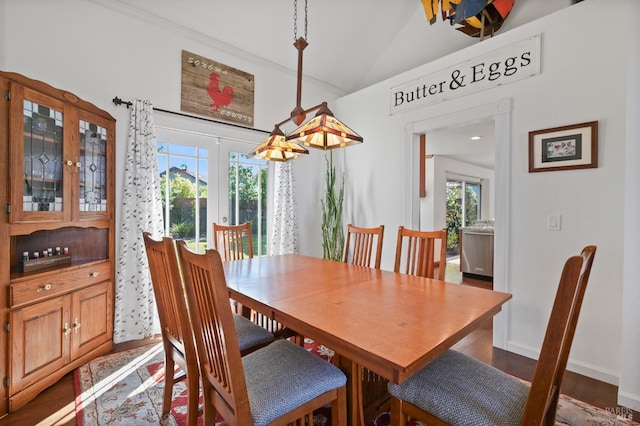 2128 Saint Augustine Cir, Petaluma, CA 94954 - dining space featuring lofted ceiling and wood finished floors