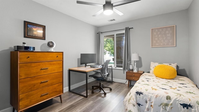 705 Wiegand Way, Dixon, CA 95620 - bedroom with wood finished floors, an office area, and a ceiling fan