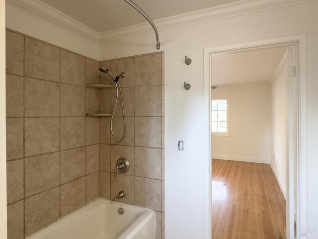 1221 Apple Tree Ct, Sonoma, CA 95476 - bathroom with shower / bath combination, wood finished floors, and ornamental molding