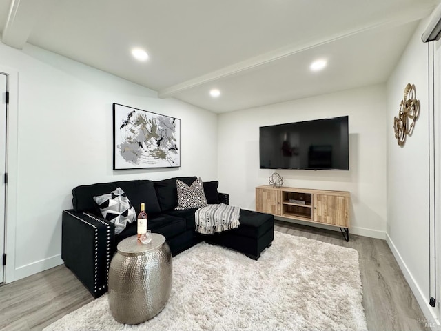 2300 W Park Ave, Napa, CA 94558 - living room with wood finished floors, beamed ceiling, and recessed lighting