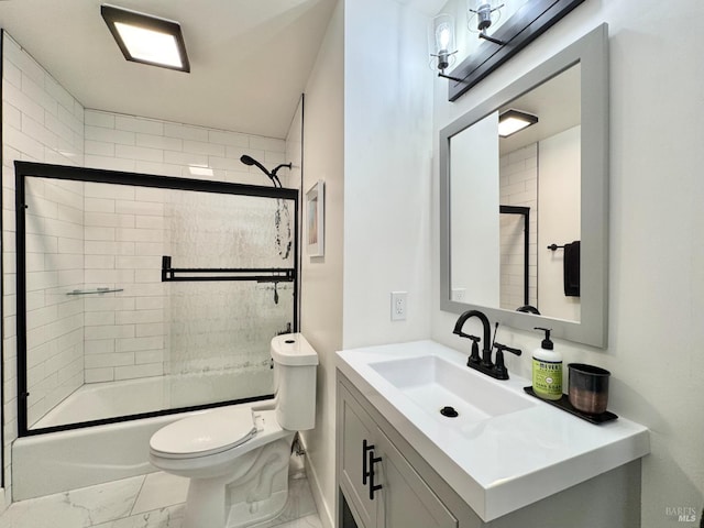 2300 W Park Ave, Napa, CA 94558 - bathroom featuring marble look tiles, vanity, and combined bath / shower with glass door