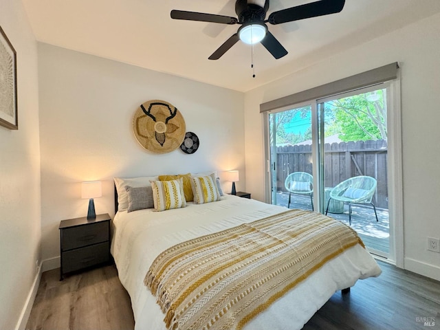 2300 W Park Ave, Napa, CA 94558 - bedroom featuring access to outside, wood finished floors, and ceiling fan