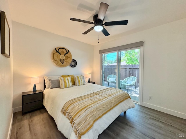 2300 W Park Ave, Napa, CA 94558 - bedroom featuring access to exterior, wood finished floors, and a ceiling fan