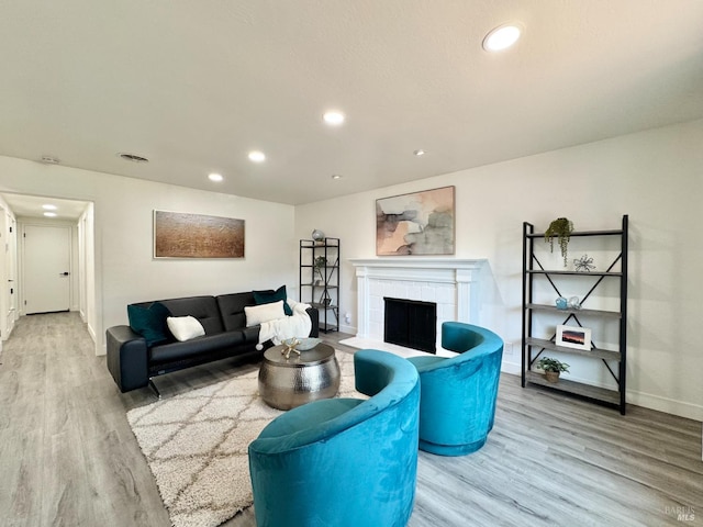 2300 W Park Ave, Napa, CA 94558 - living room with light wood finished floors, recessed lighting, and a fireplace