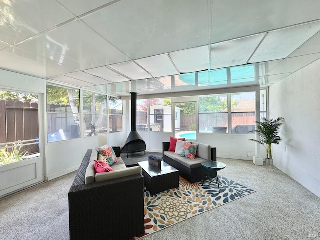 2300 W Park Ave, Napa, CA 94558 - sunroom featuring a wood stove and healthy amount of natural light