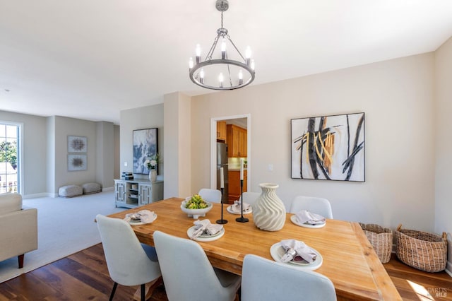 339 Sterling Way, San Rafael, CA 94903 - dining area with a chandelier and dark wood-style flooring