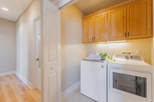 339 Sterling Way, San Rafael, CA 94903 - laundry area featuring washing machine and clothes dryer, cabinet space, light wood-style flooring, and recessed lighting