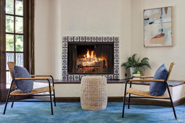 7 Shanley Ln, Ross, CA 94957 - detailed view of carpet floors and a warm lit fireplace