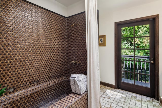 7 Shanley Ln, Ross, CA 94957 - bathroom featuring tiled shower and tile patterned floors