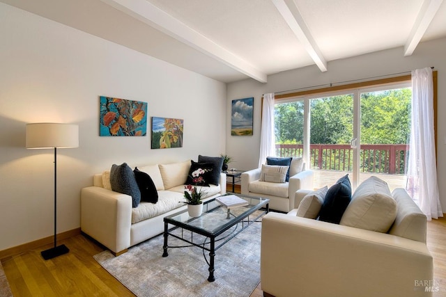 173 Marina Vista Ave, Larkspur, CA 94939 - living area with beam ceiling and wood finished floors