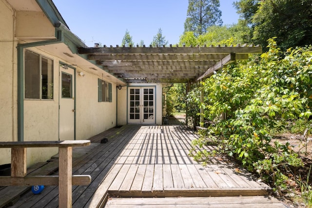 1415 Schaeffer Rd, Sebastopol, CA 95472 - wooden terrace with a pergola and french doors