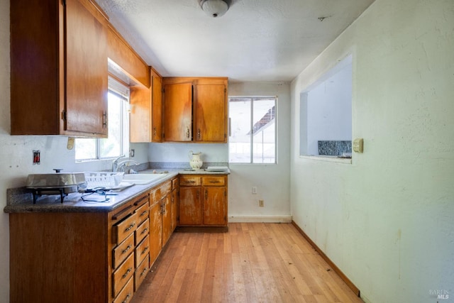 1415 Schaeffer Rd, Sebastopol, CA 95472 - kitchen with light wood-style floors and brown cabinetry